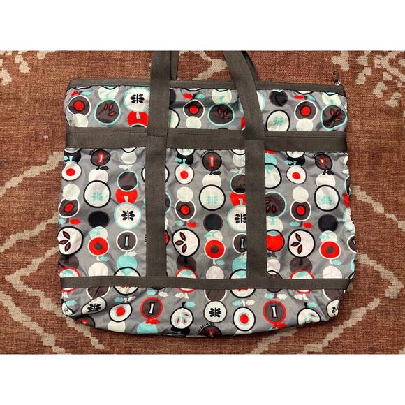 LeSportsSac Large Travel Tote Apple print Gray - Picture 3 of 7